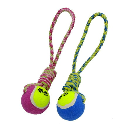 Pet Dog Toy Cotton Rope with Tennis Ball Chewing Toy