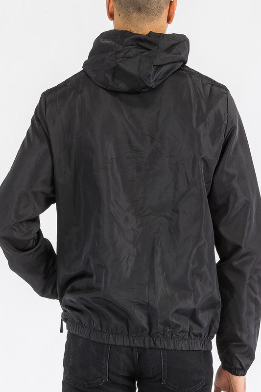 Solid Hooded Lightweight Windbreaker Jacket