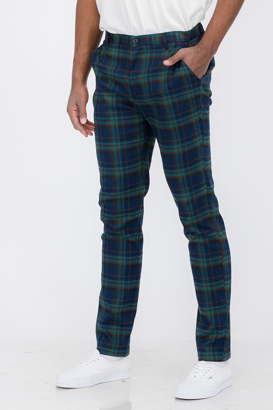 Weiv Plaid Luxe Slims-Blue