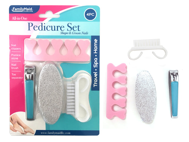 Family Maid Pedicure Set with 3.25 in. Clippers and 3.5 in. Sponge - 4 Piece Set