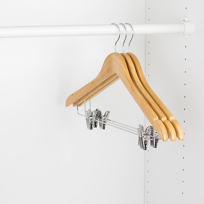 Home Signature Wood Hangers with Metal Clips 3 Pack