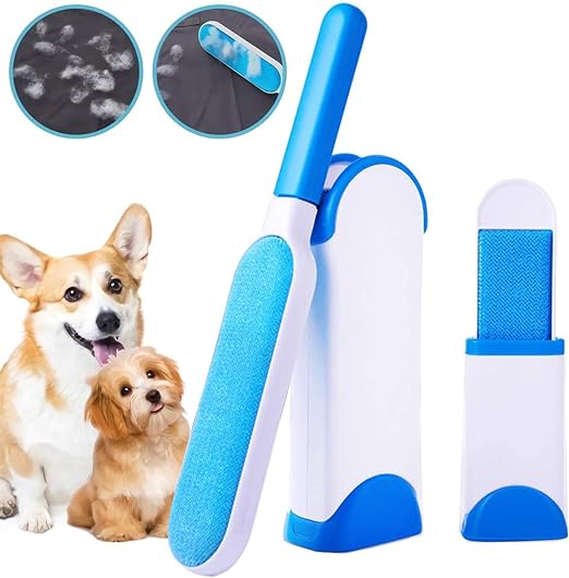 Pet Hair Remover Brush, Double Sided Reusable Fur/Lint Remover Roller Brush with Self-Cleaning Case, for Dogs,Cats,Clothes & Furniture