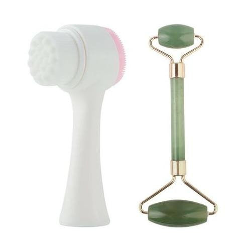 2-in-1 Facial Cleansing Brush And Massage Roller Set