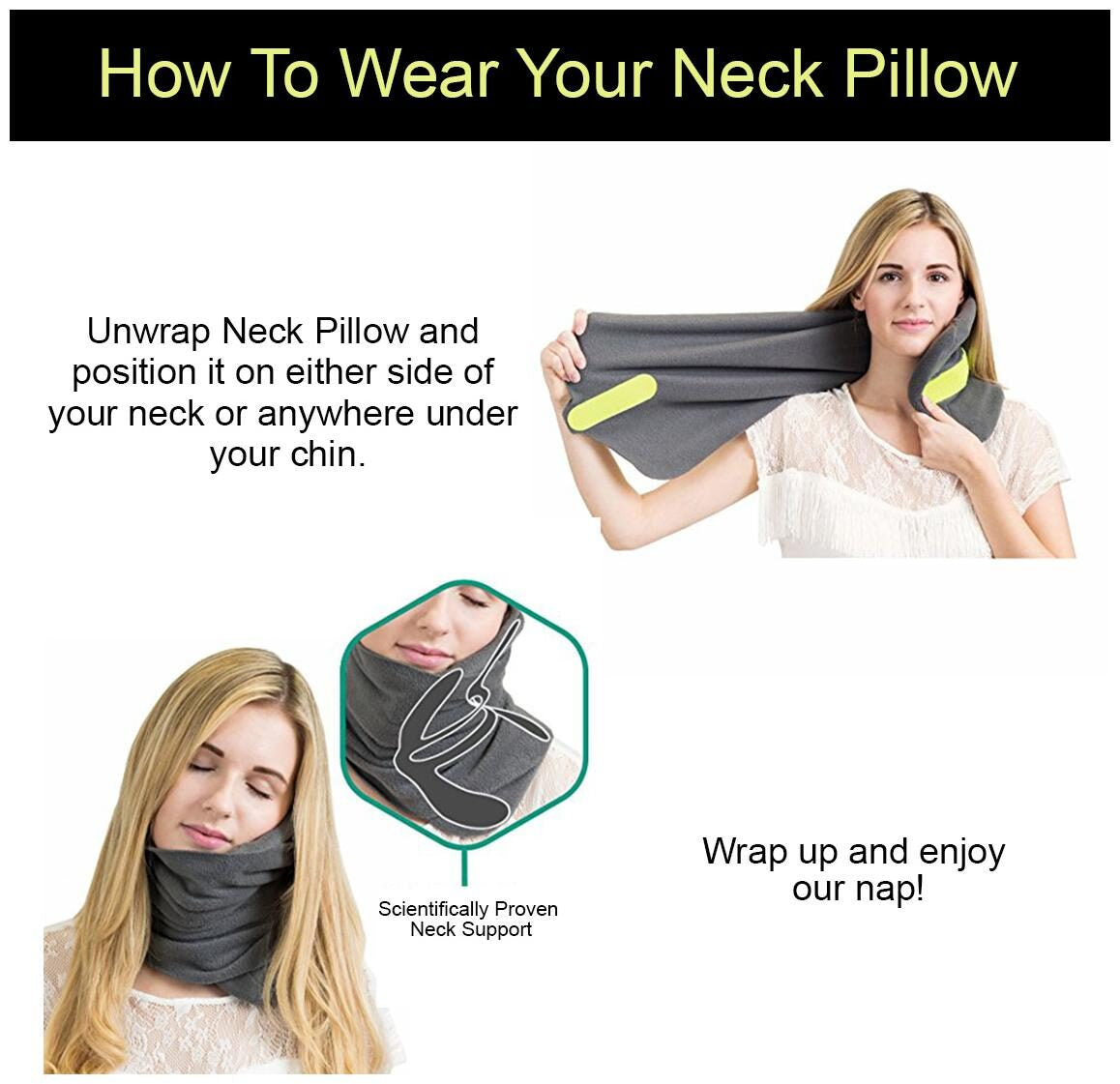 Orthopedic Cervical Travel Pillow for Neck Pain Use For Airplane Car Train