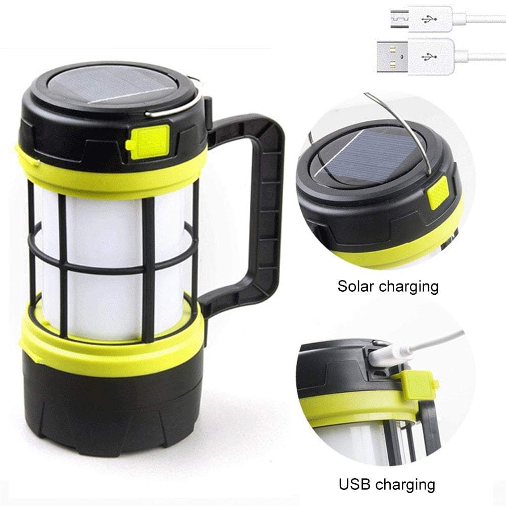 Solar LED Flashlight With Side Light USB Rechargeable Port