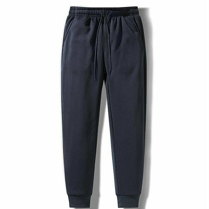 Plus Size Mid Waist Drawstring Fleece-Lined Thick Straight Jogger Pants
